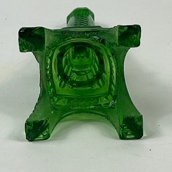 Green Glass Eiffel Tower Paris Souvenir Decorative Figurine 5.5 Inch Vintage Art - Picture 5 of 8